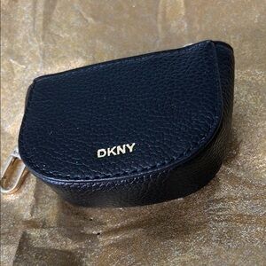 DKNY Black Textured Leather Change Pouch